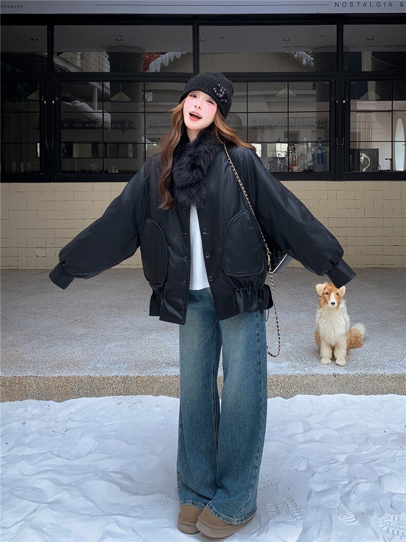 高级感狐狸毛蛋白皮90绒羽绒服外套女韩系设计款2025秋冬新款,女装羽绒服,艾米莉亚