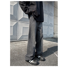 N119-P55秋冬新款宽松直筒水洗牛仔裤拖地裤，男装牛仔裤，电商B327