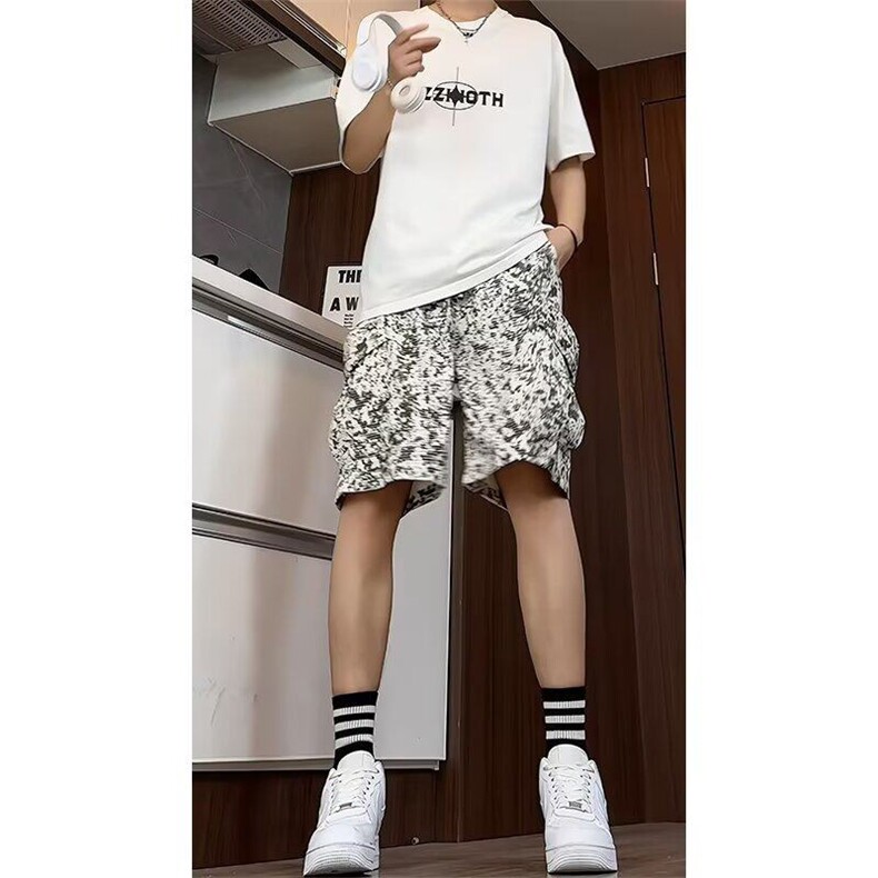 【网图现货】美式宽松工装直筒五分裤男DK218/P30,男装牛仔裤,星座205-3