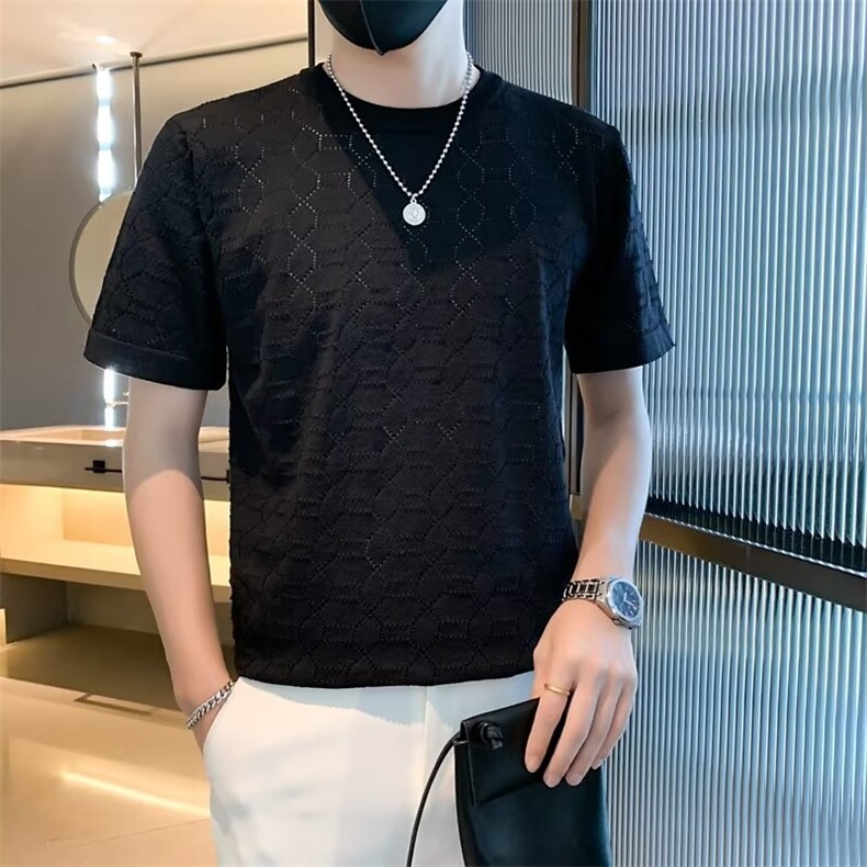 潮流T恤夏季男ins圆领时尚潮牌青春流行原宿百搭纯色五分袖S313,男装T恤,星座1116A-2（原606A-1）