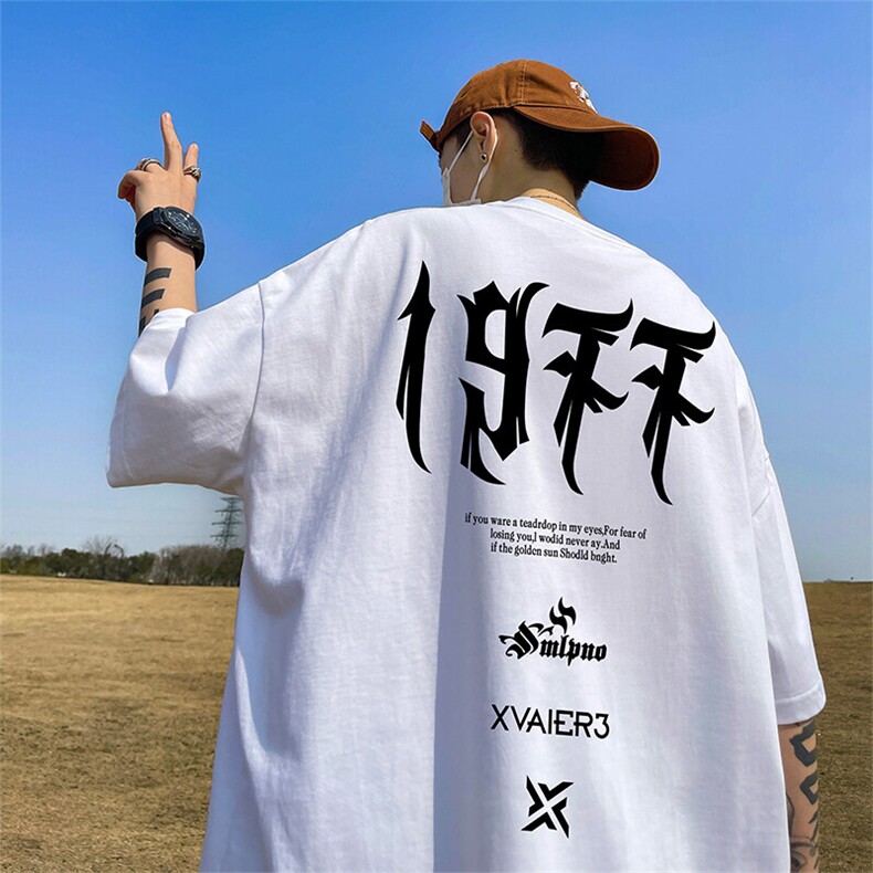 抖音得物二开现货220克夏装重磅美式高街宽松短袖t恤MT101,男装T恤,电商A486-1