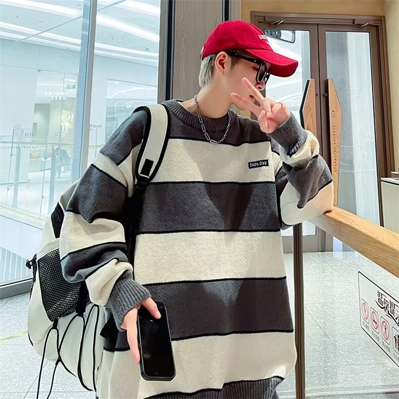 美式圆领毛衣男慵懒风休闲针织衫M5641P48,男装针织衫/毛衣,星座1116-2