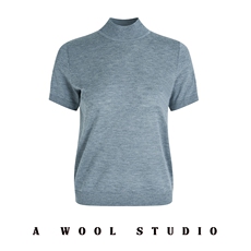 2025年秋季新款百搭女士纯色平面半高领短袖，女装针织衫/毛衣，宋氏羊绒