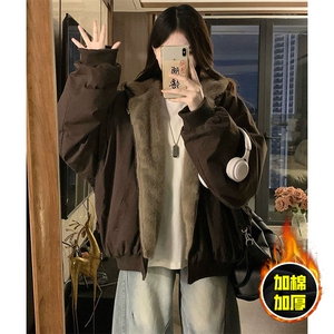 两面穿现货重磅短款座山雕棉衣男女双面穿毛毛绒棉服加厚外套图片
