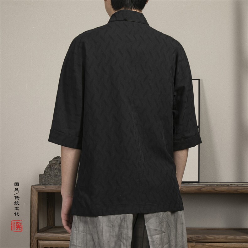 风男装立领斜襟新中式唐装薄款外套T02P70,男装民族服装,钱塘802