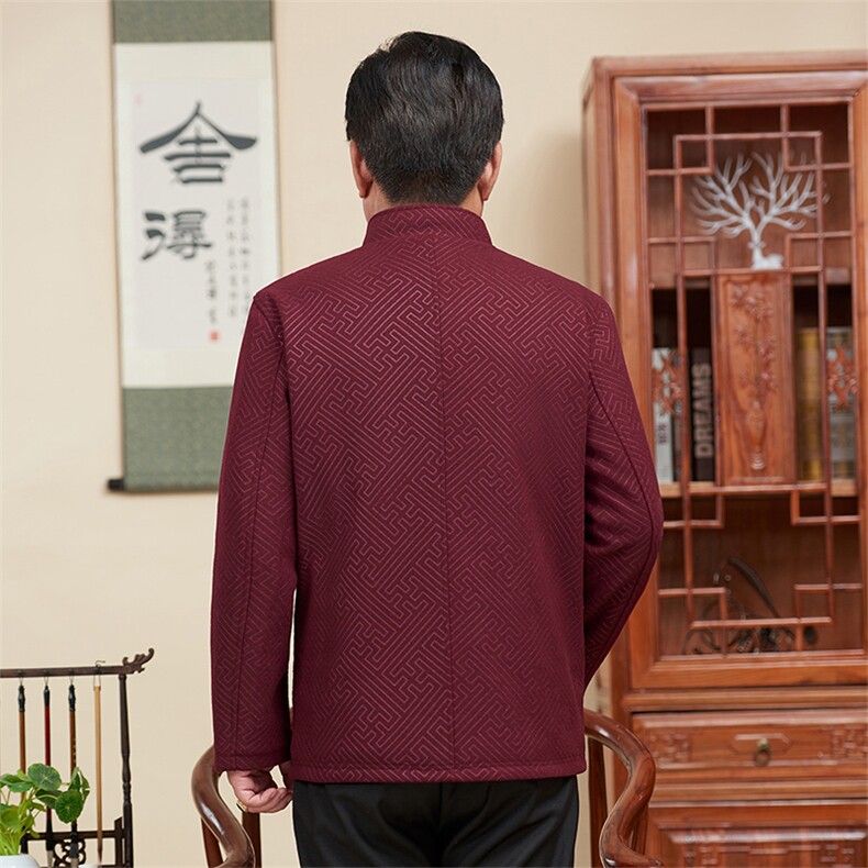 风唐装外套中老年花呢料加棉休闲长袖爸爸装棉衣TF816-P120,男装棉衣,星座1105-3