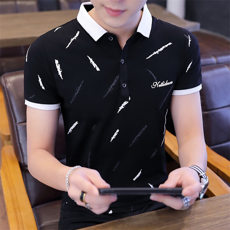 款8016短袖t恤男夏季青年韩版半袖翻领polo衫男士T恤潮图片