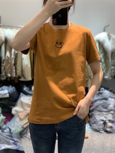 新款刺绣笑脸时尚简约百搭短袖T恤图片