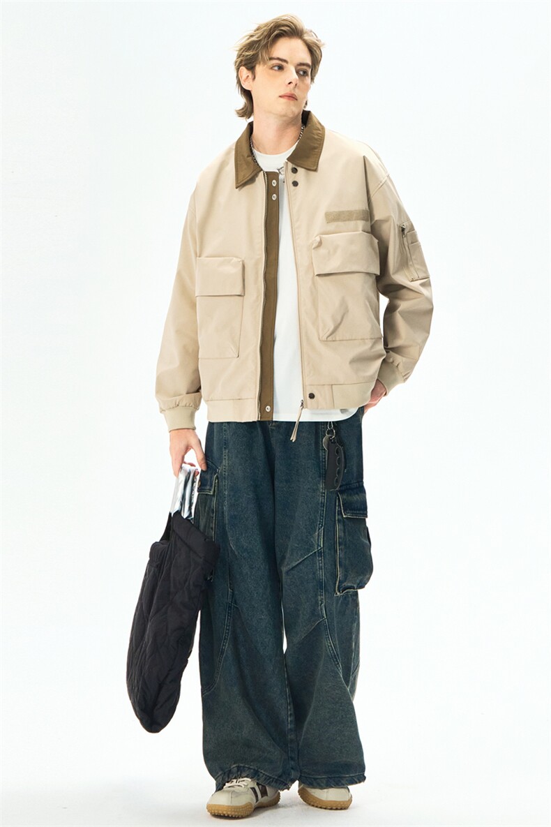 美式复古飞行夹克外套男春秋季宽松翻领工装棒球服JK3513特P75,男装夹克,星座309（原A406）