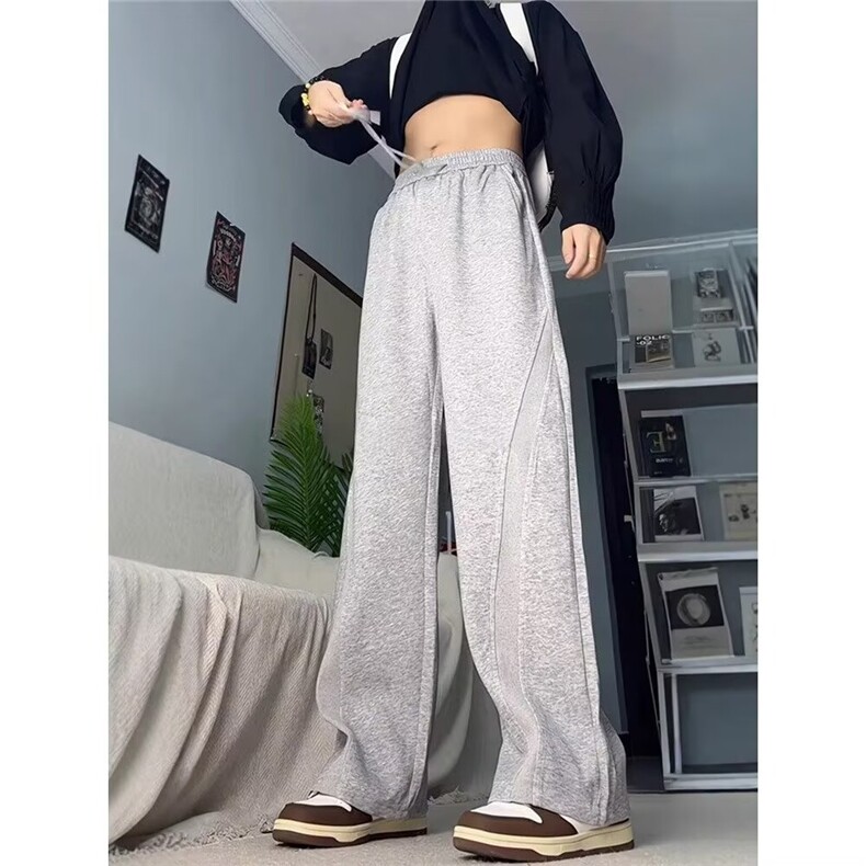 小尼力运动裤子男女春秋2025新款宽松休闲阔腿灰色弯刀卫裤潮,男装休闲裤,星座506A