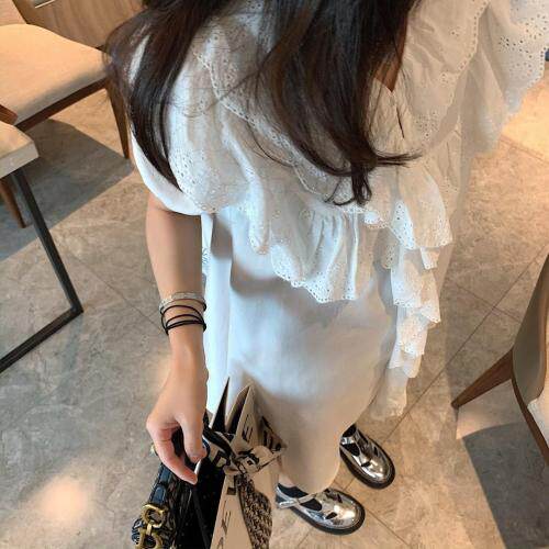 法式荷叶边衬衫裙，女装衬衫，XTZ style