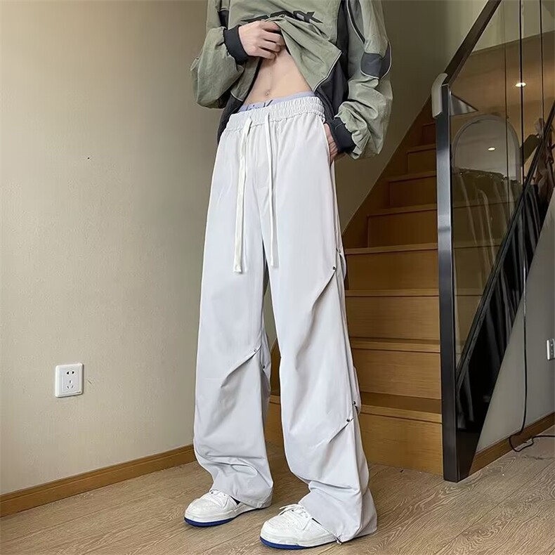 2025秋季新款男休闲长裤宽松工装伞兵裤褶皱宽松阔腿直筒裤，男装工装外套，星座410-6（原星座1304-1）