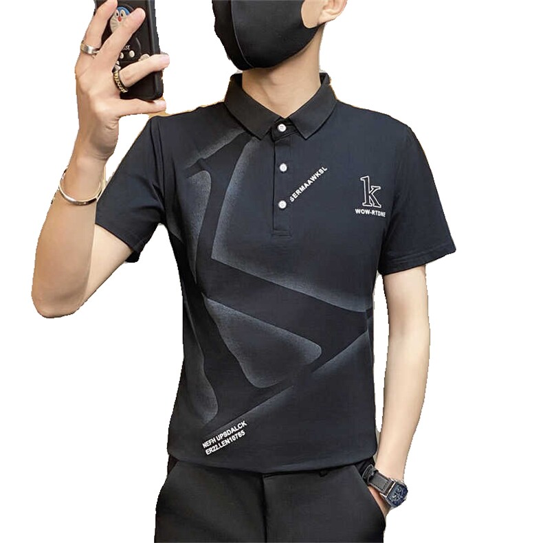 PL019-P35控55夏季翻领男士短袖纯棉t恤潮牌POLO衫男装带领子半袖,男装Polo衫,电商D310B