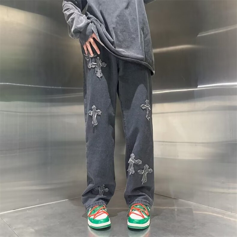 牛仔裤男秋季潮大码休闲裤子高街N7039P43,男装牛仔裤,星座1116-2