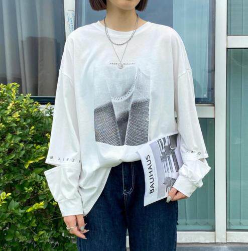 秋季新款袖口时尚破洞设计宽松百搭上衣女，其它，日の谷