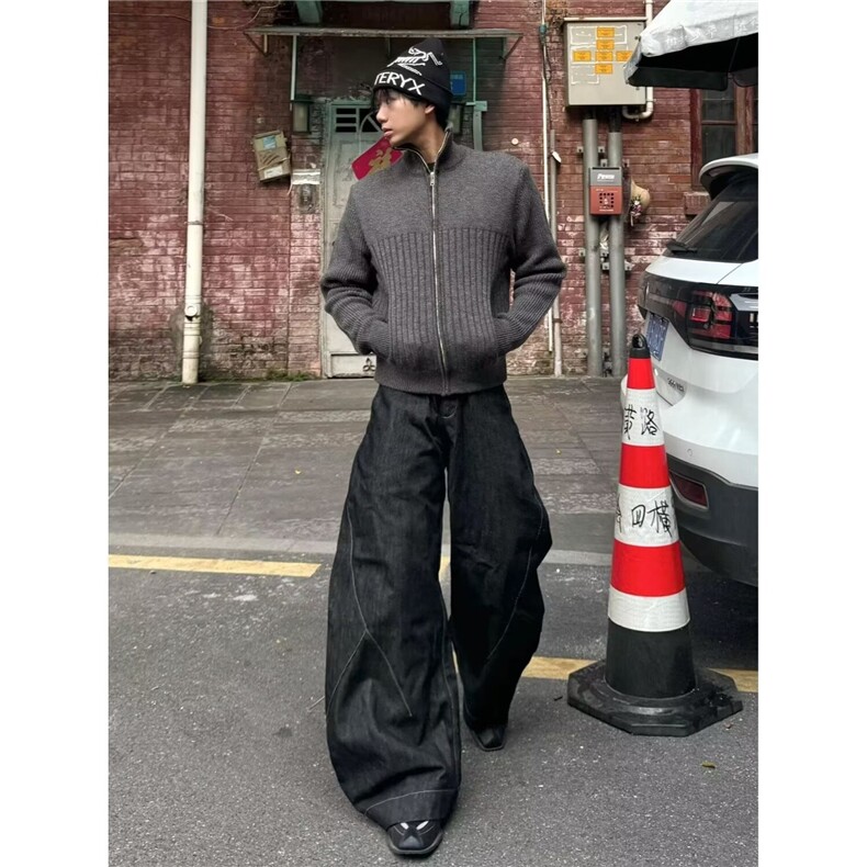 586-P58时尚潮流百搭简约ins文艺开衫毛衣新款日系原宿气质,男装针织衫/毛衣,电商B323A