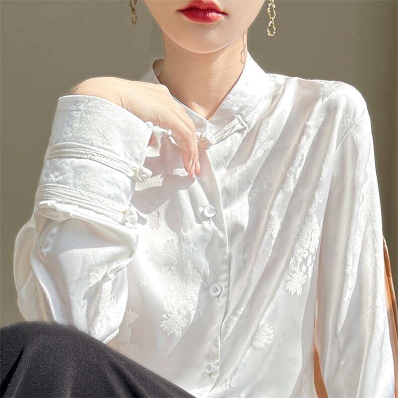 衬衫女设计感小众秋冬2024年新款高级感简约,女装衬衫,绒宛羊绒