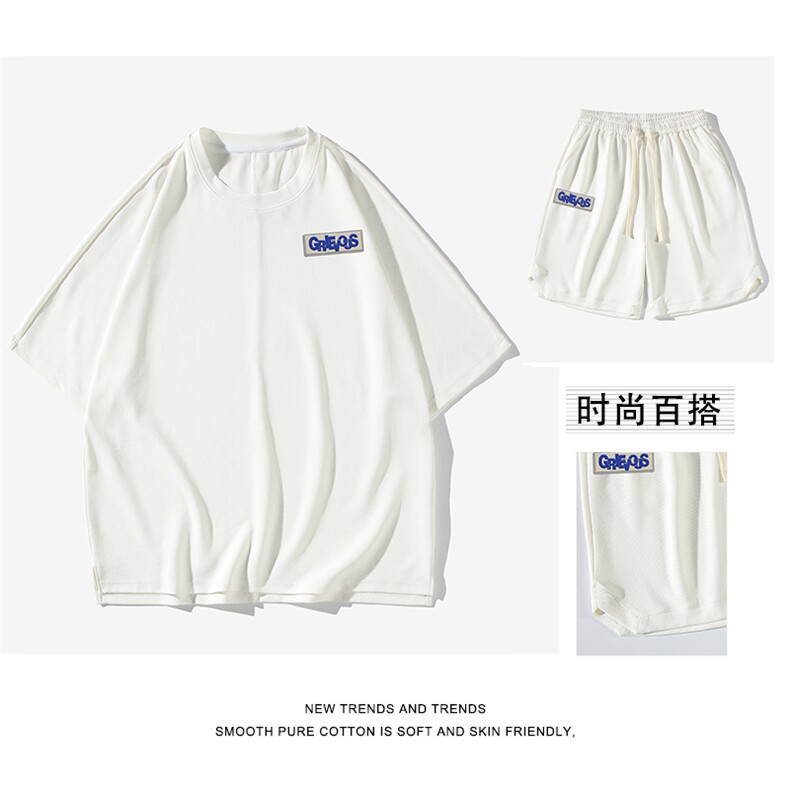 冰丝薄款t恤夏季新款短袖短裤休闲运动服套装TZ18-特批70,男装休闲套装,星座718