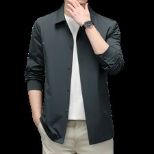 2023新款春秋季中年男士外套翻领夹克衫商务休闲宽松爸爸装上衣，男装夹克，电商B212（原钱塘6029）
