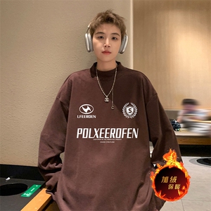 一件过冬重磅保暖针织衫德绒加绒加厚卫衣半高领打底长袖T恤DR101图片
