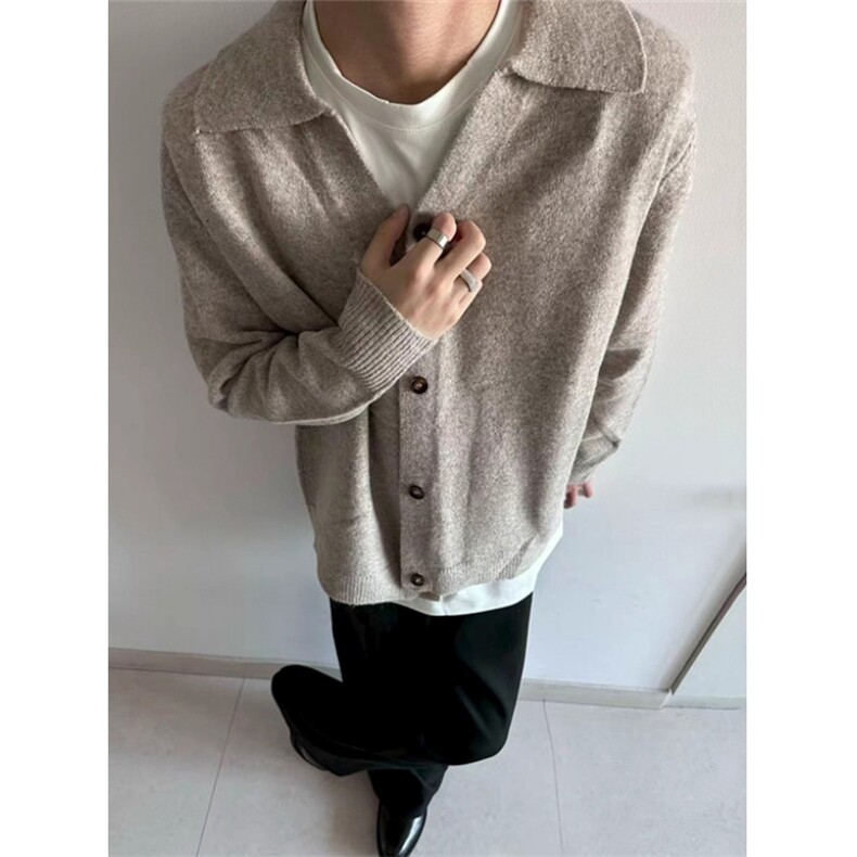 复古百搭松弛感翻领开衫毛衣秋冬慵懒风软糯针织衫外套秋M2364，男装针织衫/毛衣，星座1116A（原606A-3）