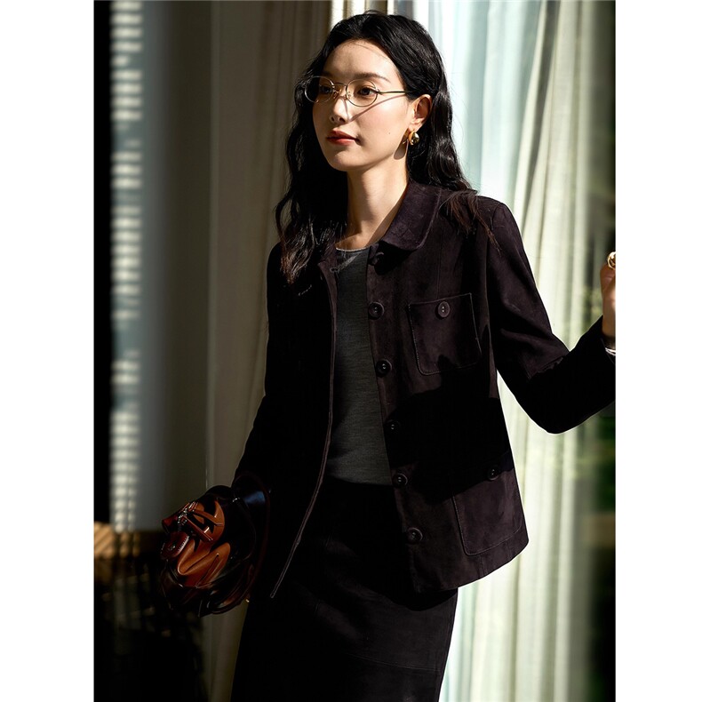 回潮1998复古老钱反绒外套/半身裙秋季新款，女装半身裙，梦白服饰厂