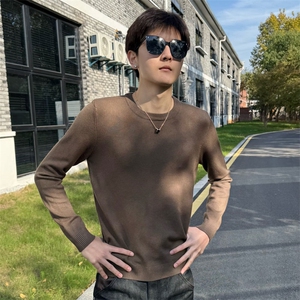 店主风小伙秋冬男纯色圆领套头针织长袖毛衣男士301A-1/M63/P38图片