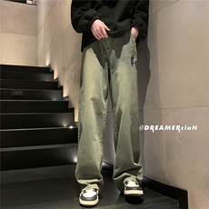 k1013-p50-控68M-5XL美式高阶黄泥拉链宽松大码牛仔裤cityboy，男装牛仔裤，星座116