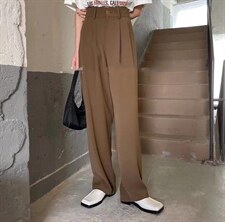 2022秋季新款直筒高腰宽松显瘦西装裤，女装休闲裤，L·H·X