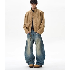 复古立领工装夹克2026春季新款美式短款男士外套飞行服宽松上，男装夹克，星座302B-3