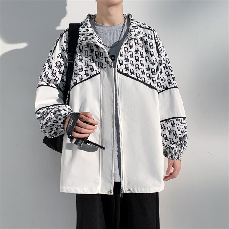 日系字母撞色拼接大码M-5XL夹克男100%聚酯纤维JK77061特P49控98,男装夹克,星座226-2