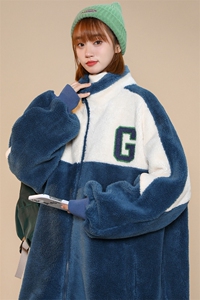 冬款学生中性风加绒加厚棉衣羊羔绒拼接外套男女 923-P110控价158图片