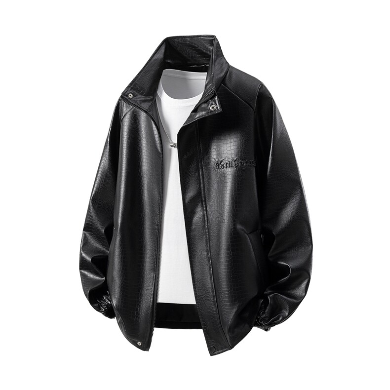 立体白底钢印夹克大码M-5XL鳄鱼纹情侣皮衣男外套JK8749P90控128，男装夹克，星座227-7