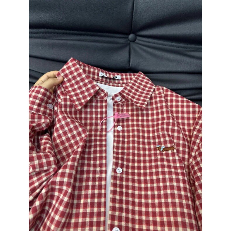 档口现货CS255ZZ-特P38美式复古红格子腊肠狗刺绣衬衫设计感衬衣，男装衬衫，星座1007（原301D）