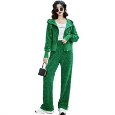 2024年春季御姐轻熟风炸街时尚职业高级感连帽卫衣外套阔腿裤套装，女装套装/套裙，时尚俏佳人