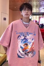 ！版权！2025夏季新款男士鹿皮绒短袖T恤情侣半袖TL2425特P19，男装T恤，电商B220