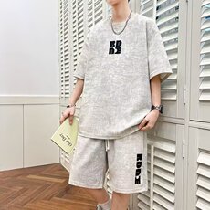 休闲运动套装男青少年夏季阔版短袖短裤两件套男生夏天冰丝一套潮，男装休闲套装，星座1210-1