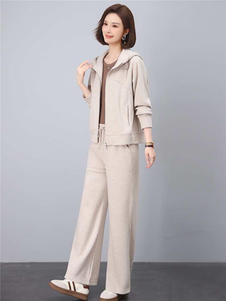 连帽休闲运动套装女2025新款一整套时尚中年妈妈宽松卫衣两件套,女装套装/套裙,涵誉