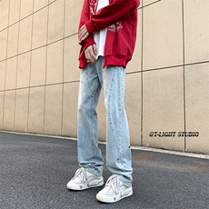 B221美式ins高街暗黑小众个性铆钉小脚牛仔裤LK23142-P65控88，男装牛仔裤，电商B221