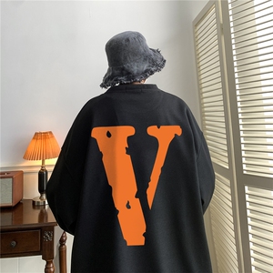 ！22秋季新款宽松大码港风橙色大v华夫格圆领卫衣HW9012-p30