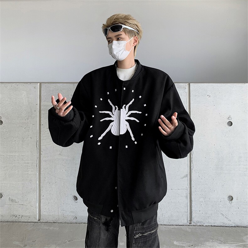 棒球服夹克男女韩版潮流刺绣宽松高街帅2024秋冬ins外套W5997-P62,男装夹克,星座412-2