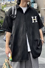 1港风情侣贴布绣衬衫大码M-5XL网红潮短袖衬衫DSC7767特P35控58，男装T恤，星座226-2