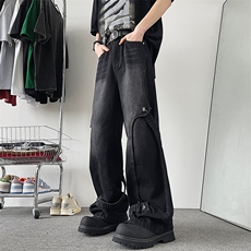 2024夏季新款美式潮牌牛仔裤男设计感宽松直筒长裤现货K7922-P60，男装牛仔裤，星座512-3