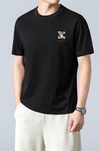 男士冰丝短袖T恤2023夏新款简约商务休闲修身体恤INS图片