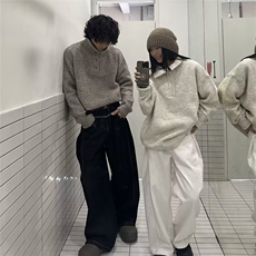 2025冬季男士休闲亨利领毛衣情侣时尚落肩宽松修身上衣，男装针织衫/毛衣，星座506A