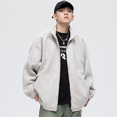 麂皮绒立领夹克男宽松落肩纯色上衣外套JK720-P68，男装夹克，星座1204-3