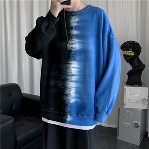 韩版ins潮牌扎染小众情侣上衣复古渐变长袖圆领卫衣男 W5301-P26图片