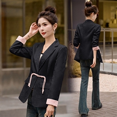 新中式西装外套女2025春秋新款修身显瘦气质高档提花盘扣西服上衣，女装短外套，涵亦佰惠