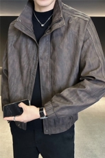 2026新款春季美式复古皮衣外套男款立领机车皮夹克A313-2597-P165，男装夹克，电商A313