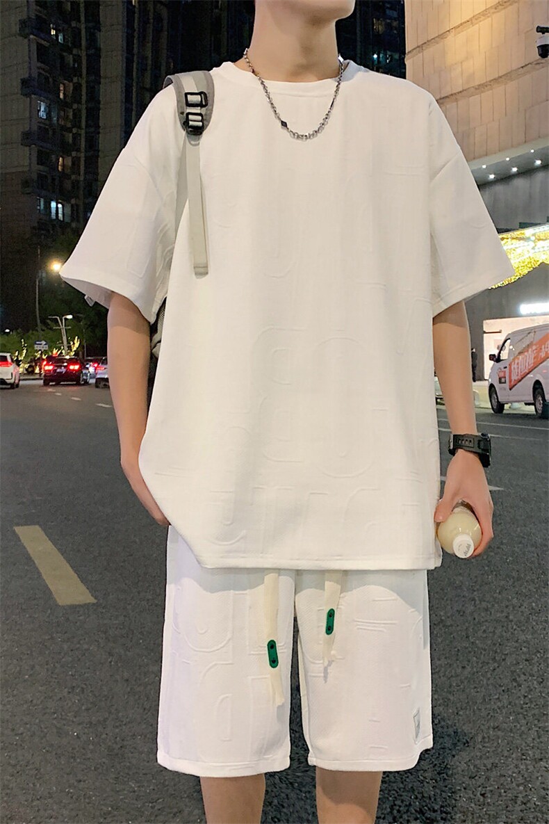 ！2025夏季新款男士提花短袖套装TZH259（TT246+DK259）特P50,男装T恤,电商B220